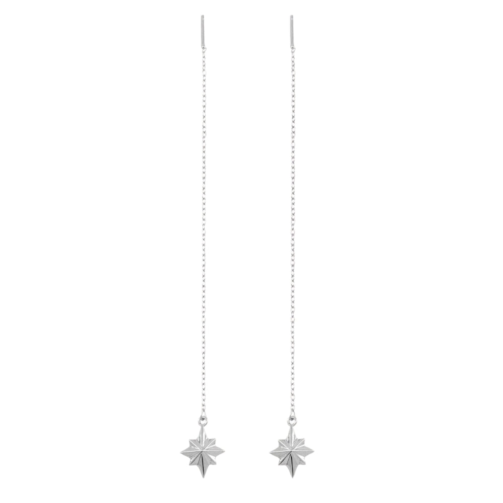 Megan Starburst 925 Sterling Silver Stud Dangling Earrings | SilverWorks