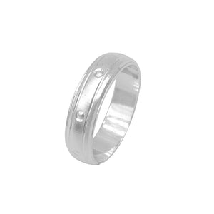 Isha Sandblasted Band Silver Ring with Deep Engraved Design