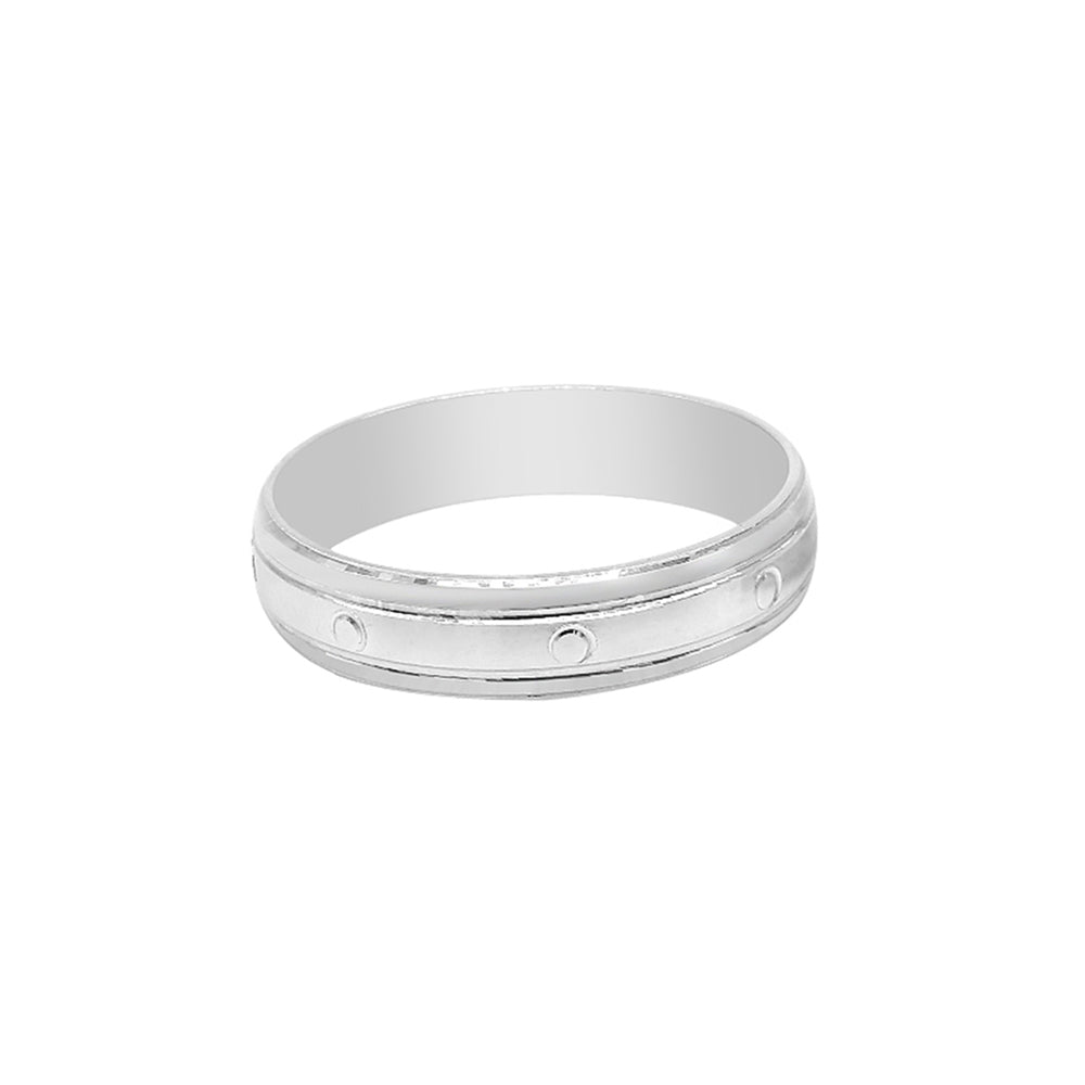 Isha Sandblasted Band Silver Ring with Deep Engraved Design