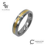 Leveled Two-Tone Tungsten Ring with Diamond