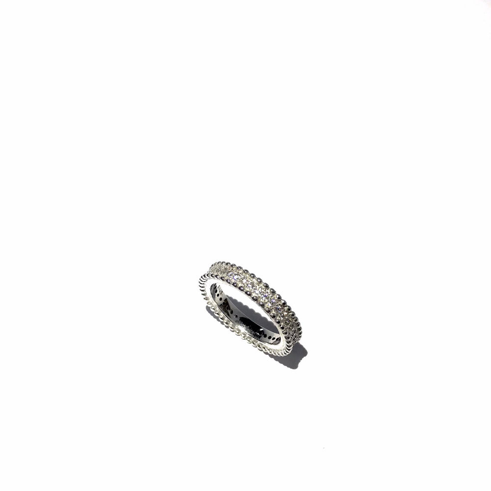 Silver Eternity Band Ring W/1 Layer Cubic Zirconia