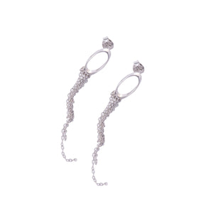 Myiesha Oval Drop Stud Silver Earrings For Women
