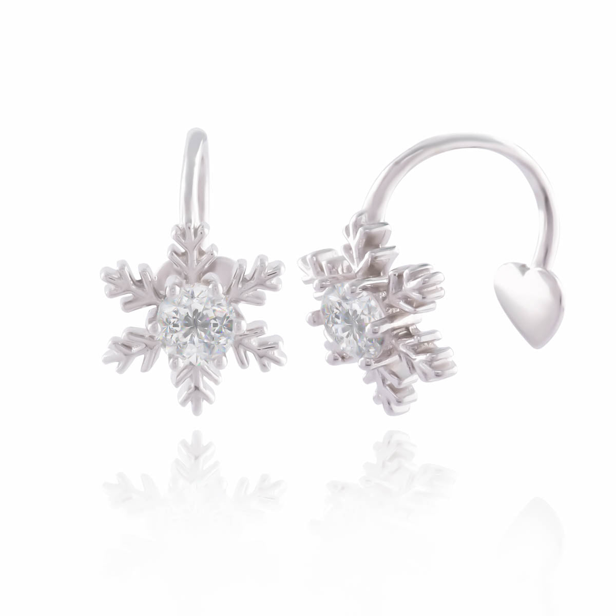 Meica Snowflakes Half Hoop 925 Sterling Silver Stud Earrings | SilverWorks