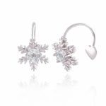 Meica Snowflakes Ear Cuff with Heart Silver Earrings For Women