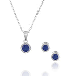 Soliel  Round 4mm Circle Silver Earrings and Necklace Set