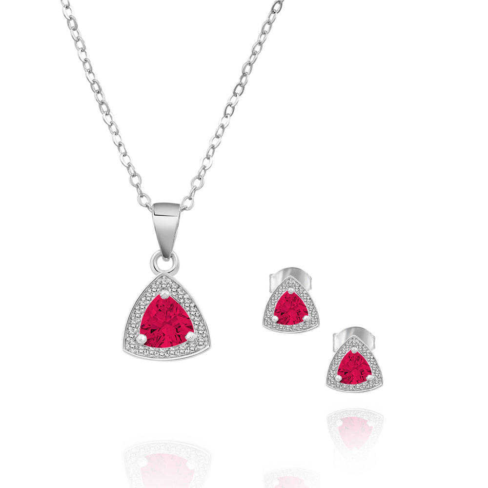 Shirlie Triangle 4mm Silver Earring and Necklace Set