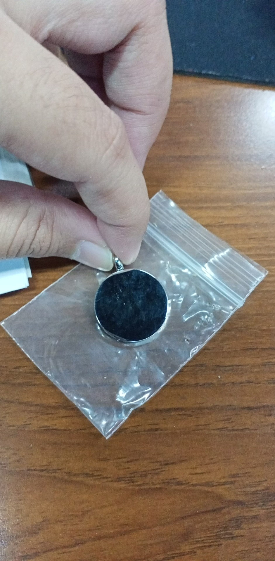 Jamie Round Black Stainless Steel Charm | SilverWorks