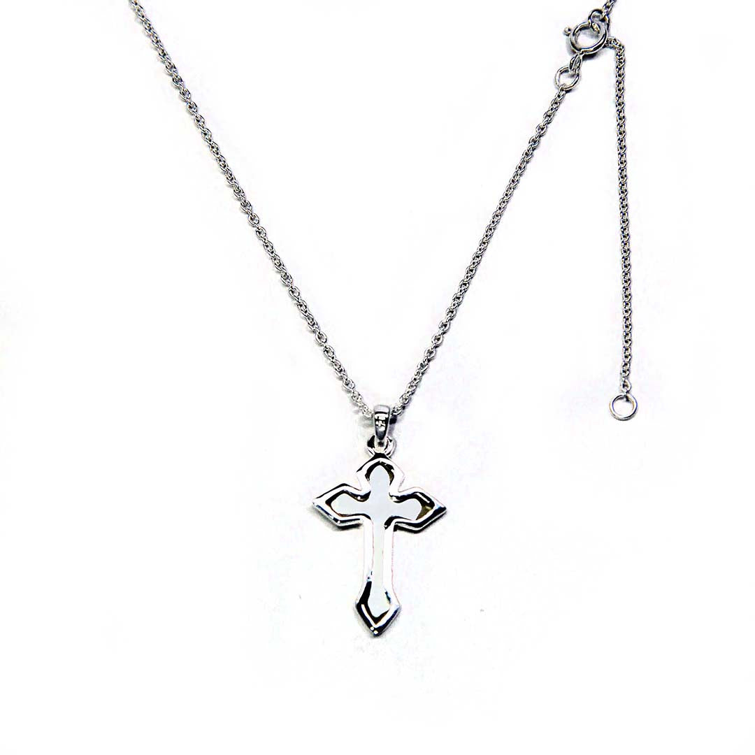 Hyley Mother-of-Pearl Cross 925 Sterling Silver Pendant Necklace | SilverWorks