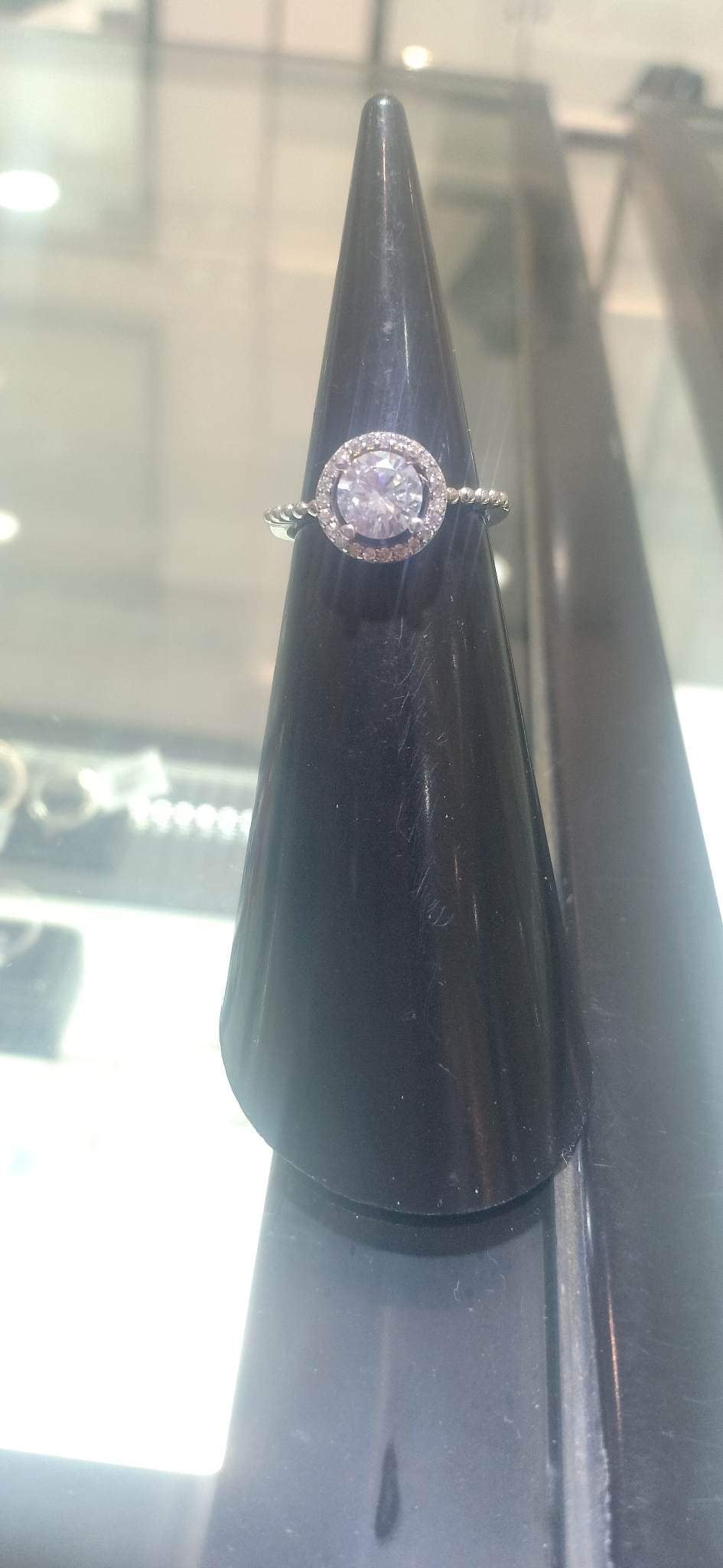 Amy Brilliant Cut w/ Halo 925 Sterling Silver Engagement Ring | SilverWorks
