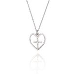 Harris Silver Heart With Cross in Middle Necklace