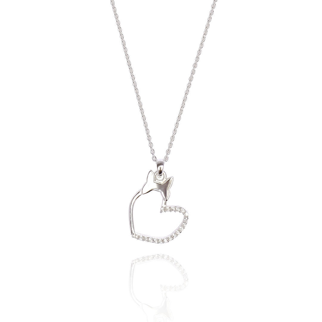 Heigl Heart with Ribbon 925 Sterling Silver Pendant Necklace | SilverWorks