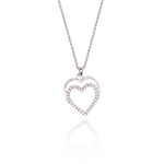 Herin Silver Double Heart With Stone Necklace