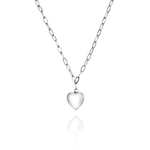 Hael Silver Plain Heart Rhodium Necklace