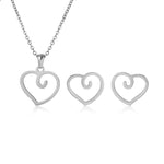 Cut-Out Swirl Heart Earrings and Necklace Set