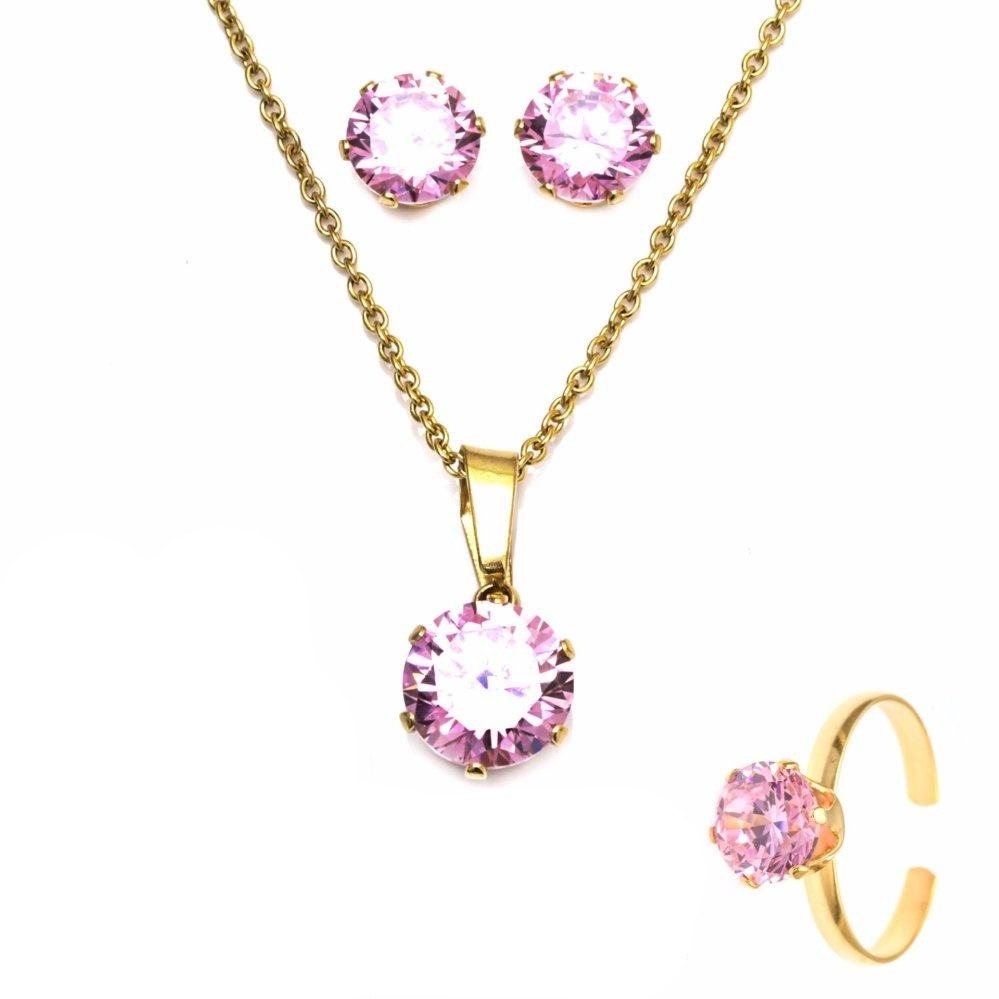 October Tourmaline Birthstone Stainless Steel Jewelry Set | SilverWorks