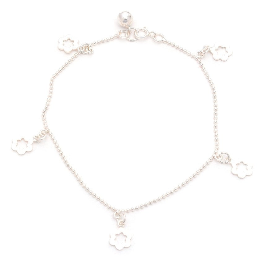 Balls Chain with Flower Drop 925 Sterling Silver Bracelet Philippines | Silverworks