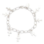 Oval Chain Bracelet with Drop Cross Charm