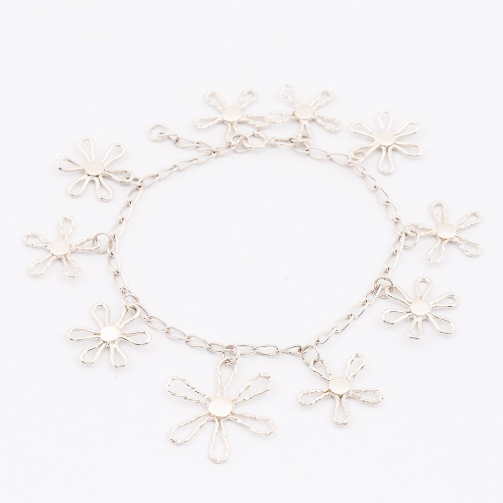 Chai Flower 925 Sterling Silver Charm Bracelet | SilverWorks