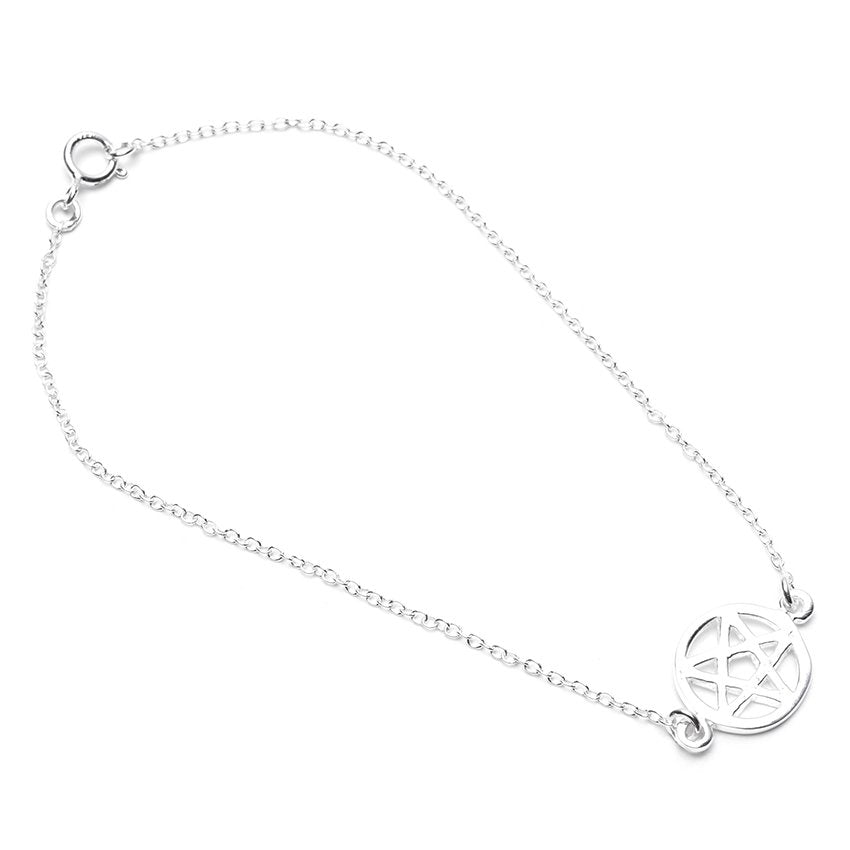 Iris Pentagram Symbol 925 Sterling Silver Charm Bracelet | SilverWorks