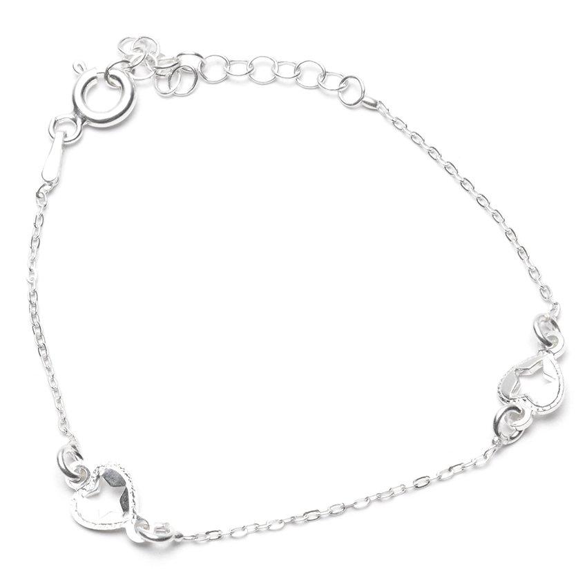 Janet Heart w/ Star Link 925 Sterling Silver Chain Bracelet | SilverWorks