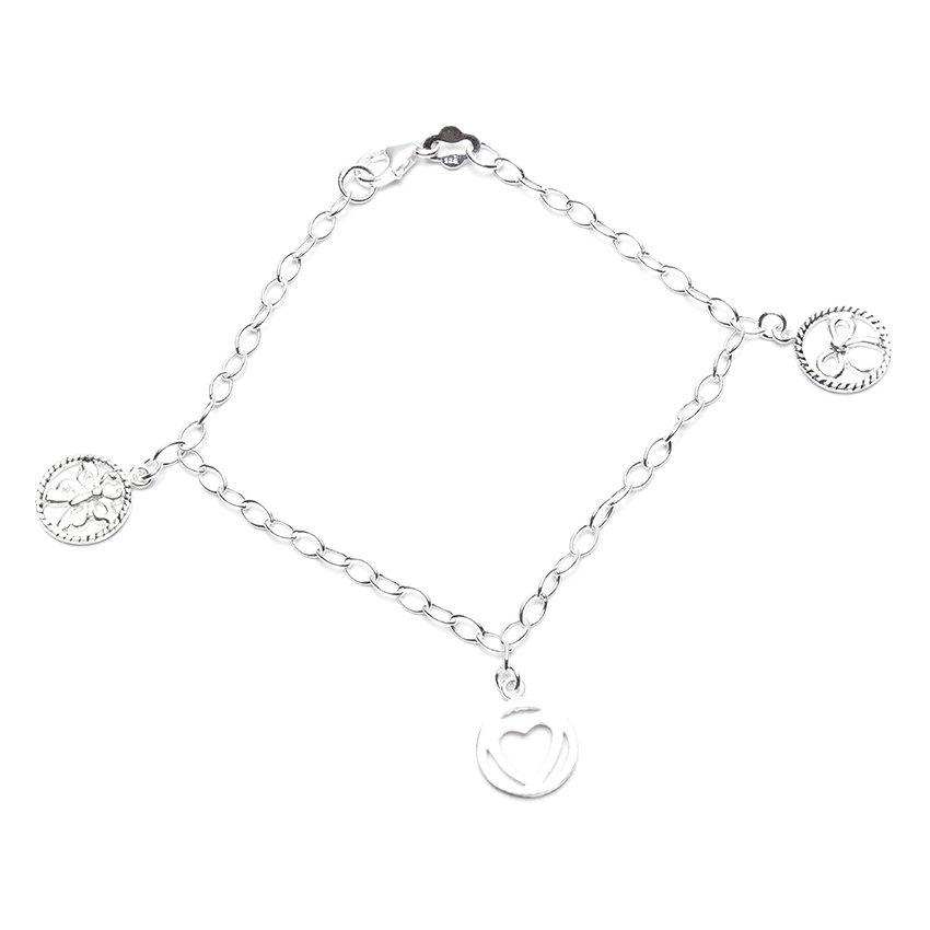 Heidi Round Drop 925 Sterling Silver Charm Bracelet | SilverWorks