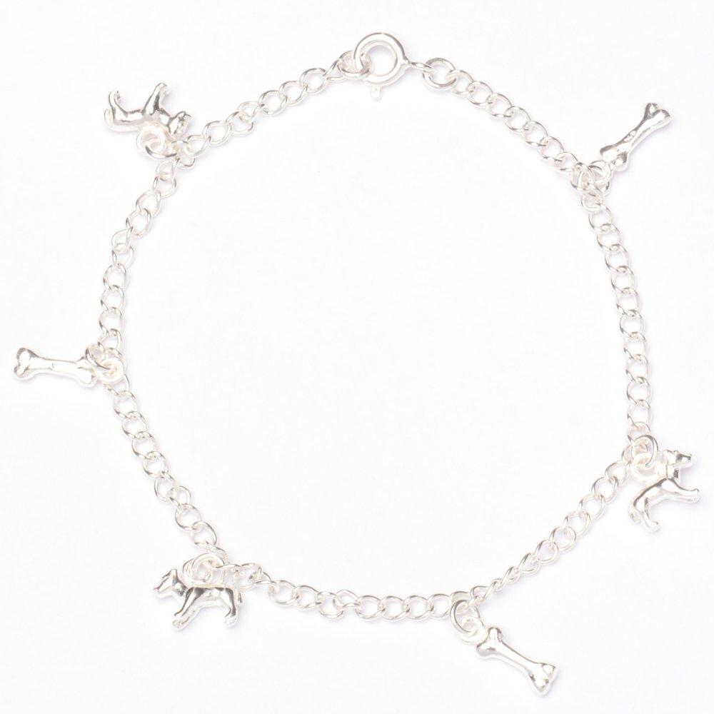 Dale Dog & Bone 925 Sterling Silver Charm Bracelet | SilverWorks