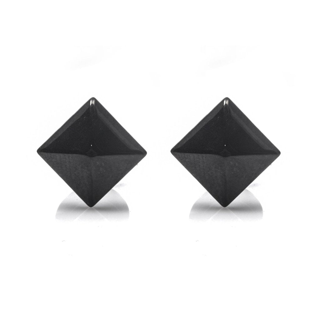 
                
                    Load image into Gallery viewer, Black Pyramid Stainless Steel Hypoallergenic Faux Tunnel Earrings Philippines | Silverworks
                
            