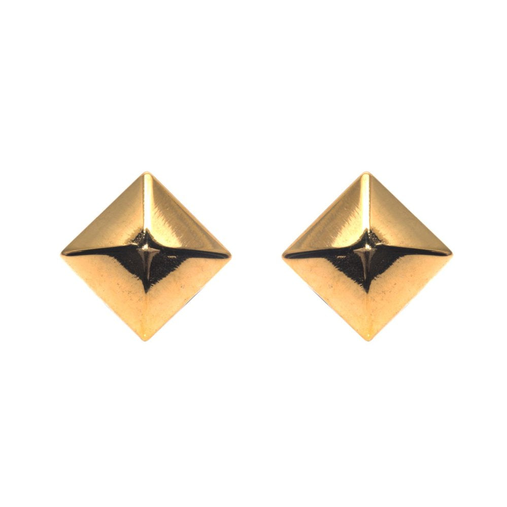 
                
                    Load image into Gallery viewer, Gold Plated Pyramid Stainless Steel Hypoallergenic Faux Tunnel Earrings Philippines | Silverworks
                
            