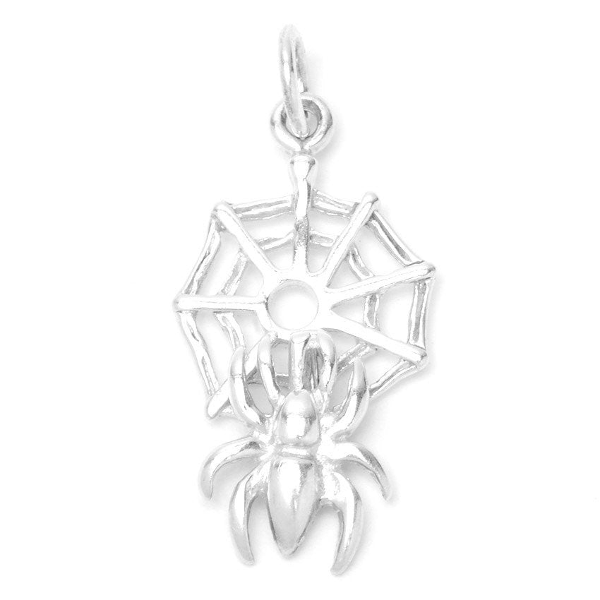 Web with Hanging Spider 925 Sterling Silver Pendant Philippines | Silverworks
