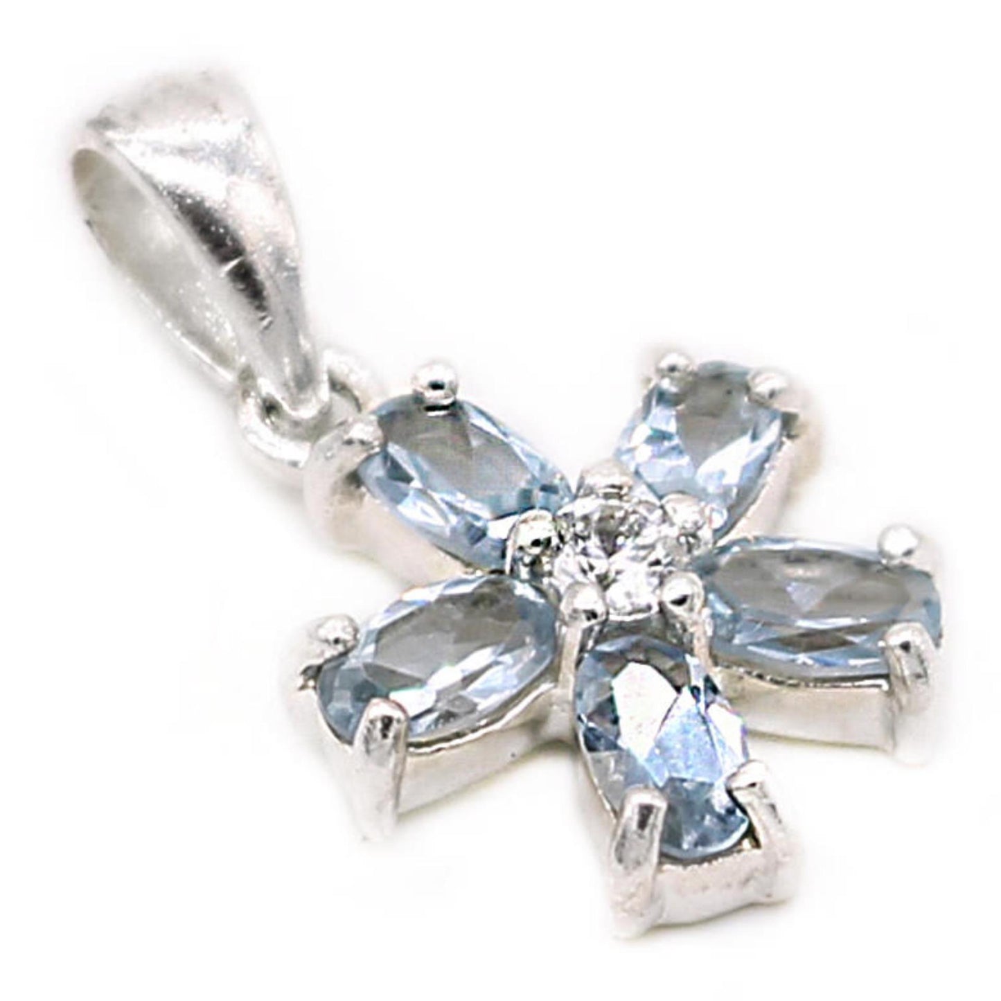 Phoebe Flower Gem 925 Sterling Silver Pendant | SilverWorks