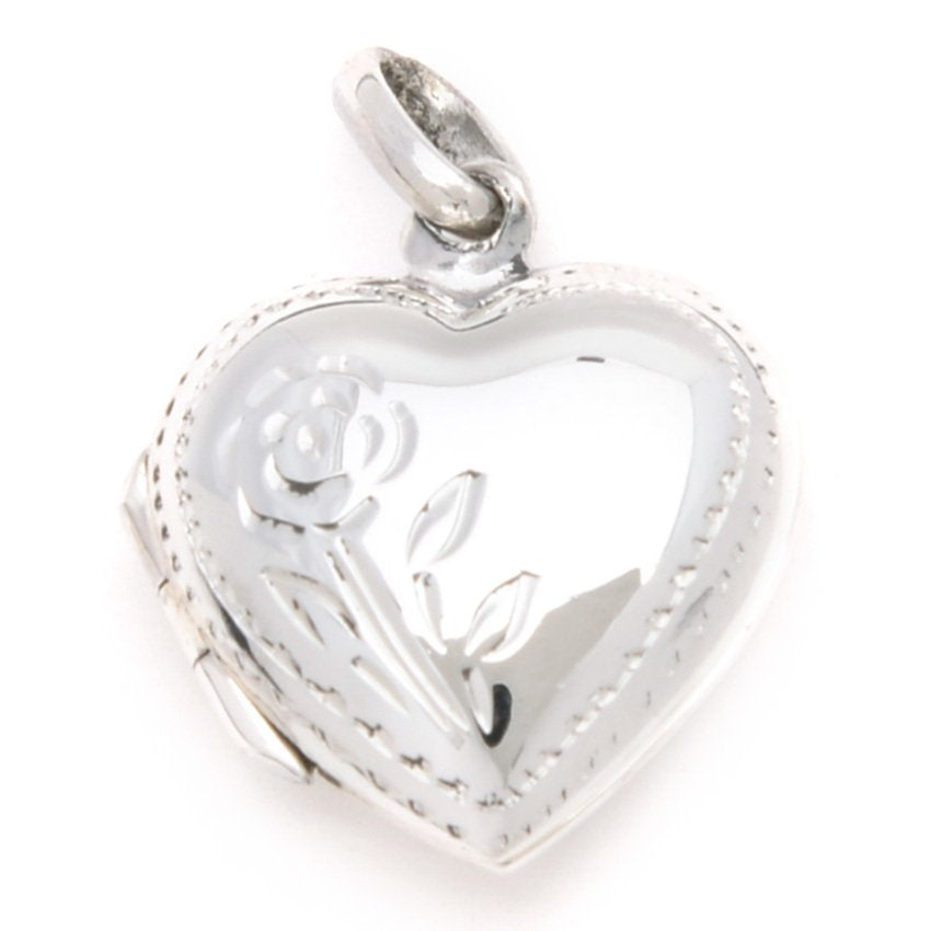 Heart Locket with Flower Engraved 925 Sterling Silver Pendant Philippines | Silverworks