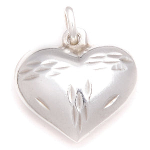 Puff Heart with Diamond Cut 925 Sterling Silver Pendant Philippines | Silverworks