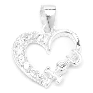 Open Heart with Zirconia on Side and I Love You 925 Sterling Silver Pendant Philippines | Silverworks