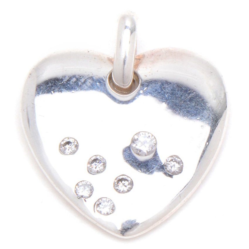 Flat Heart Design with Seven Zirconia 925 Sterling Silver Pendant Philippines | Silverworks