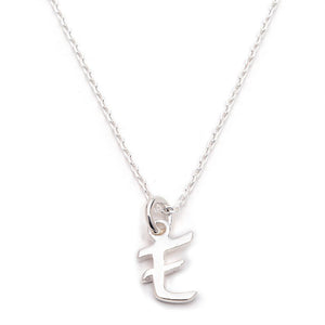 Scripted E Pendant with Rolo Chain 925 Sterling Silver Necklace Philippines | Silverworks