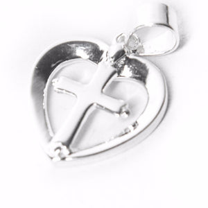 
                
                    Load image into Gallery viewer, Heart With Cross 925 Sterling Silver Pendant Philippines | Silverworks
                
            
