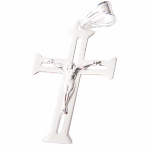 
                
                    Load image into Gallery viewer, Thin Flat Cross with Jesus Christ 925 Sterling Silver Pendant Philippines | Silverworks
                
            