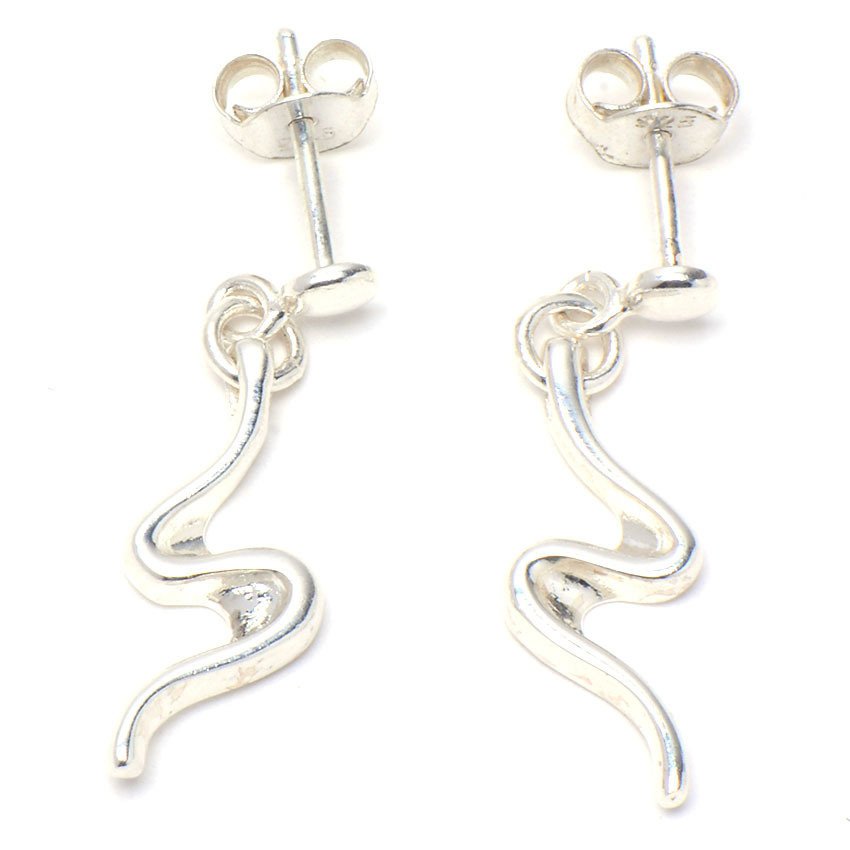 
                
                    Load image into Gallery viewer, Zigzag Dangling 925 Sterling Silver Earrings Philippines | Silverworks
                
            