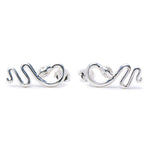 Mabel Polished Snake Silver Earrings with Cubic Zirconia Eyes