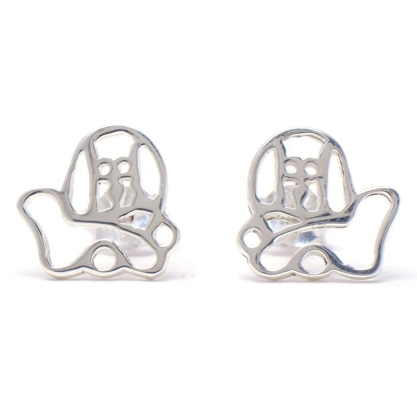 Odie Open Puppy Stud 925 Sterling Silver Stud Earrings | SilverWorks