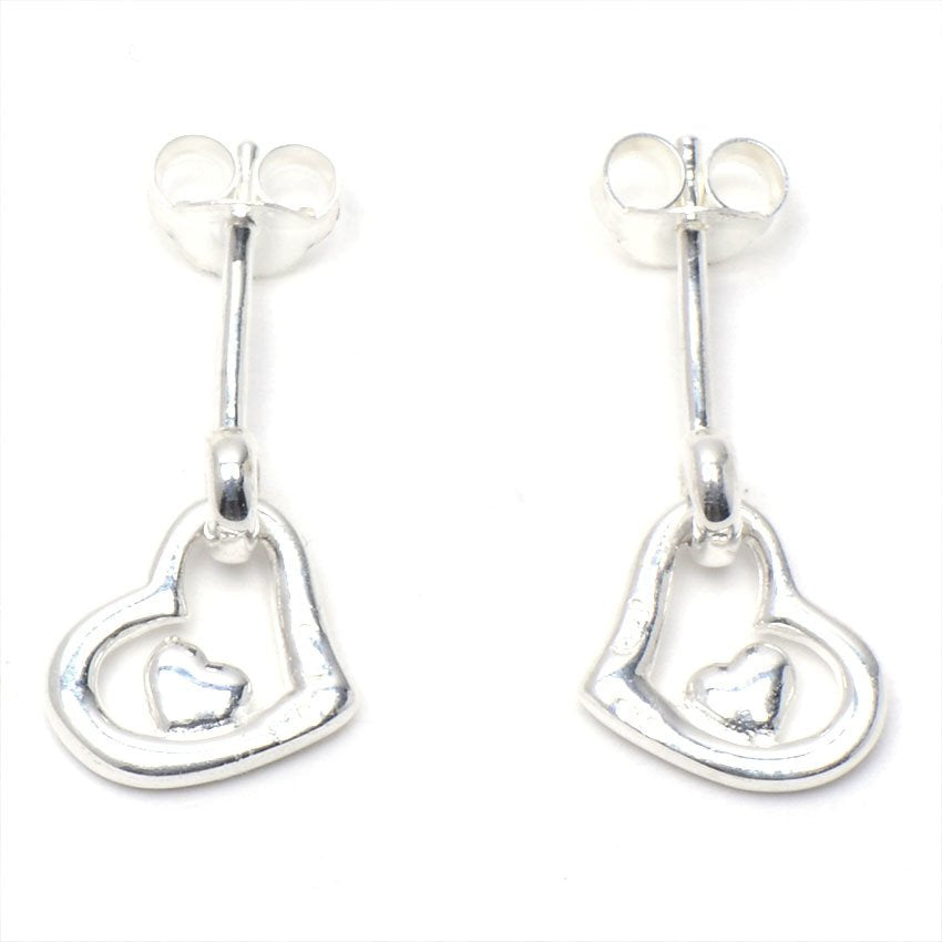Keala Open Heart 925 Sterling Silver Drop Earrings | SilverWorks
