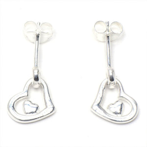 Hanging Open Heart 925 Sterling Silver Stud Earrings Philippines | Silverworks