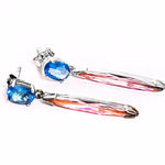 Multicolor Long Drop Silver Earrings