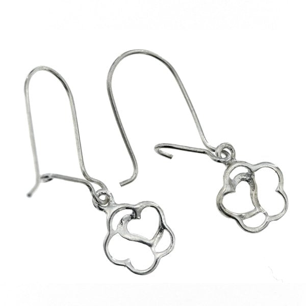 Flower with Open Heart F-Hook 925 Sterling Silver Earrings Philippines | Silverworks