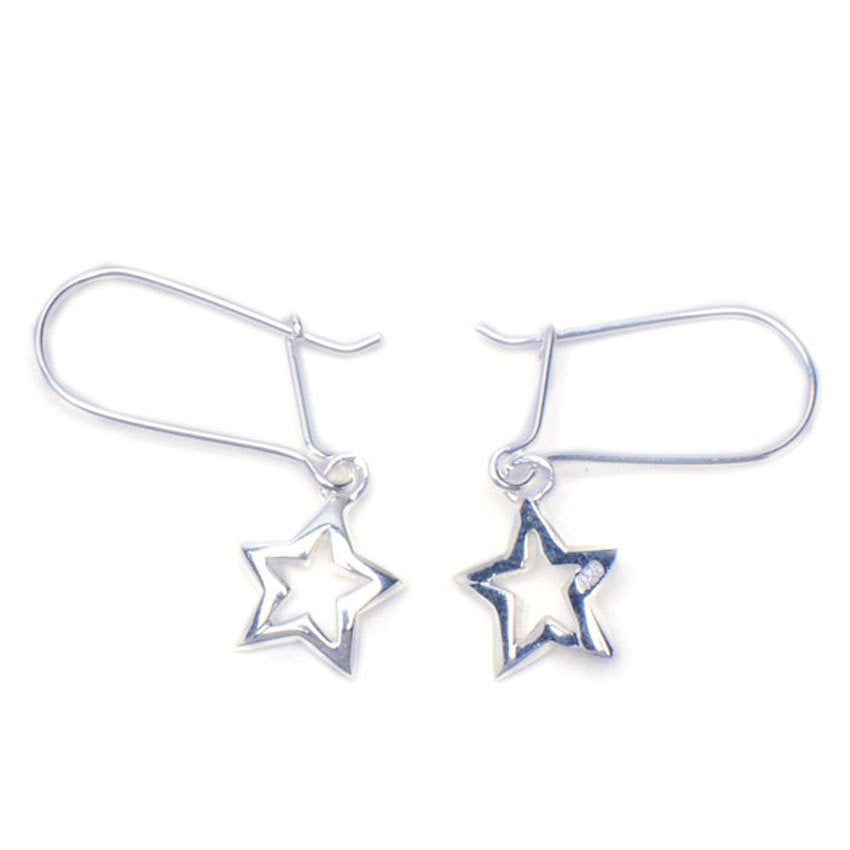 Kidney Ear Wire cut-out Star 925 Sterling Silver Earrings Philippines | Silverworks