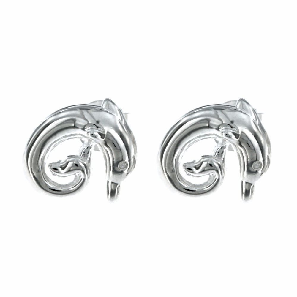 Den Dolphin 925 Sterling Silver Stud Earrings | SilverWorks