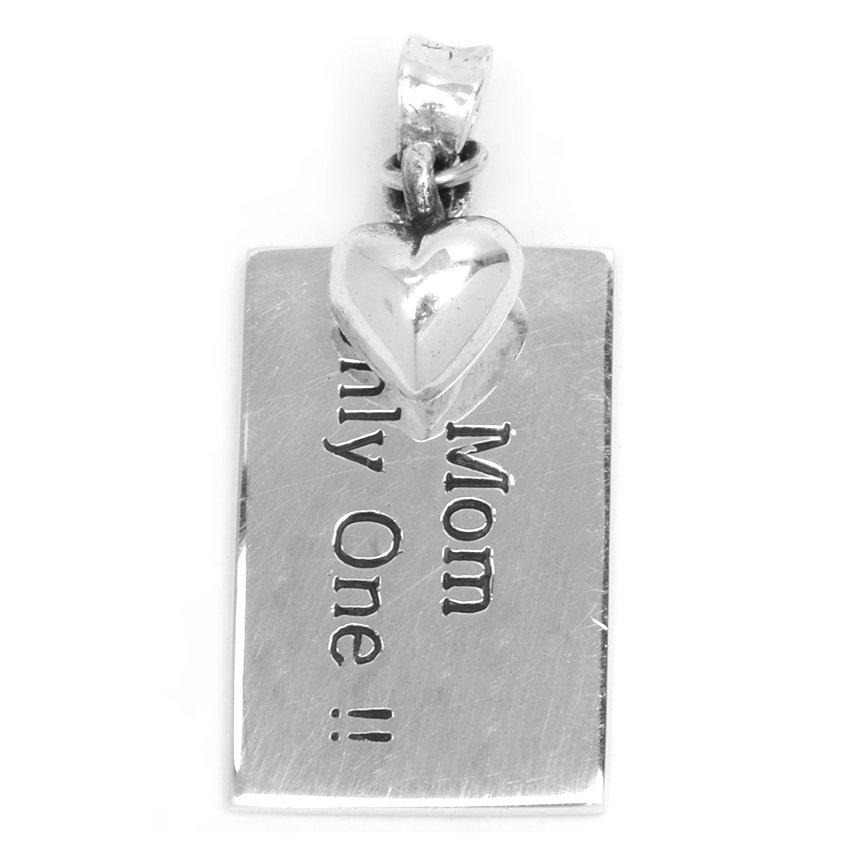 Mom Only One Tag with Small Heart 925 Sterling Silver Pendant Philippines | Silverworks