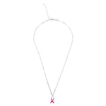 Dainty Rolo Chain with Pink Enamel Ribbon Pendant Necklace
