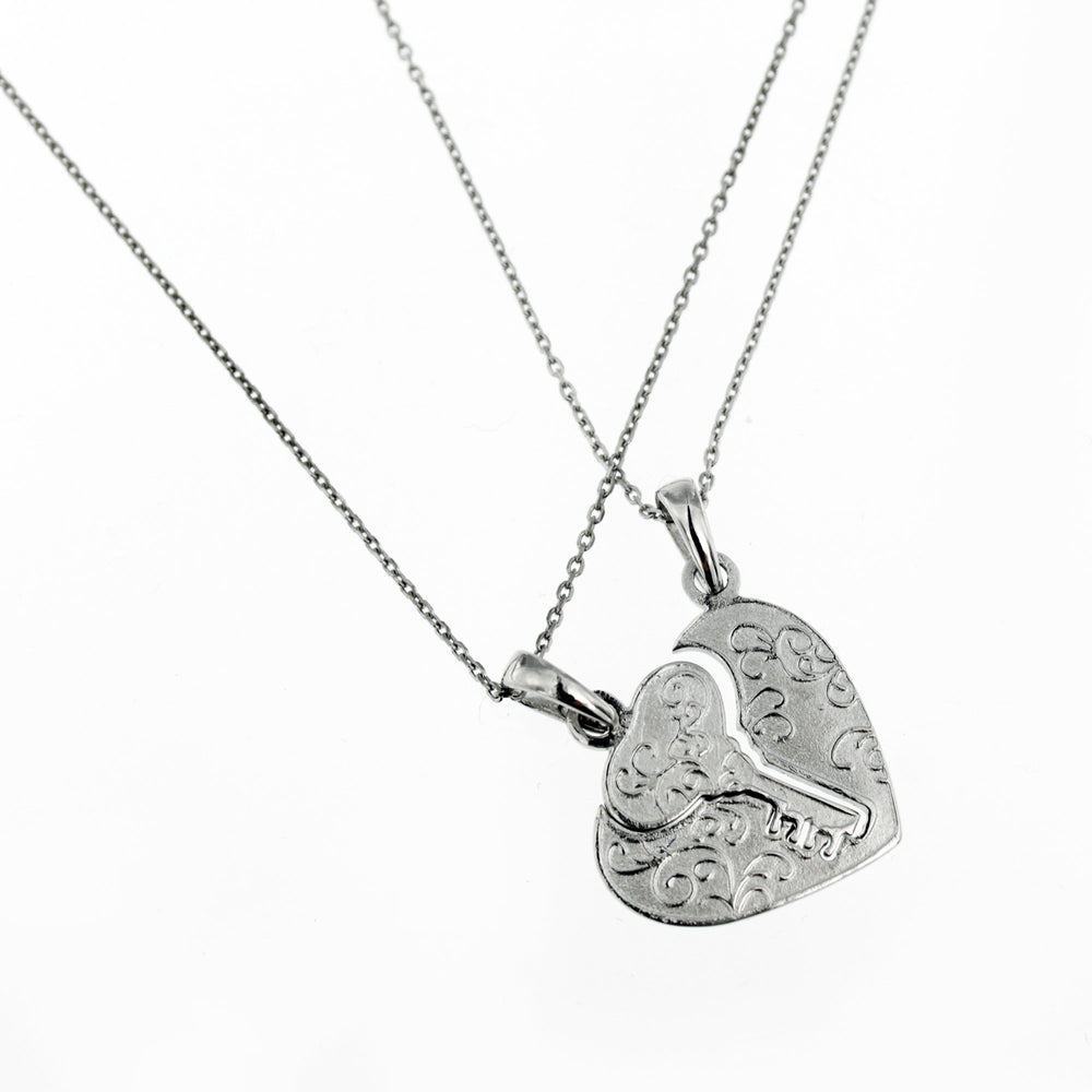 Everret Heart & Key Couple Puzzle Pendant Necklace | SilverWorks