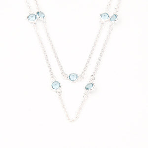 Silverworks N3606 Aquamarine Double Rolo Necklace